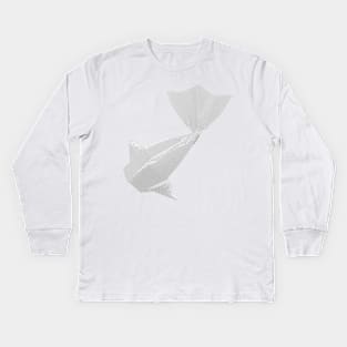 Weißes Origami Fisch Muster Kids Long Sleeve T-Shirt